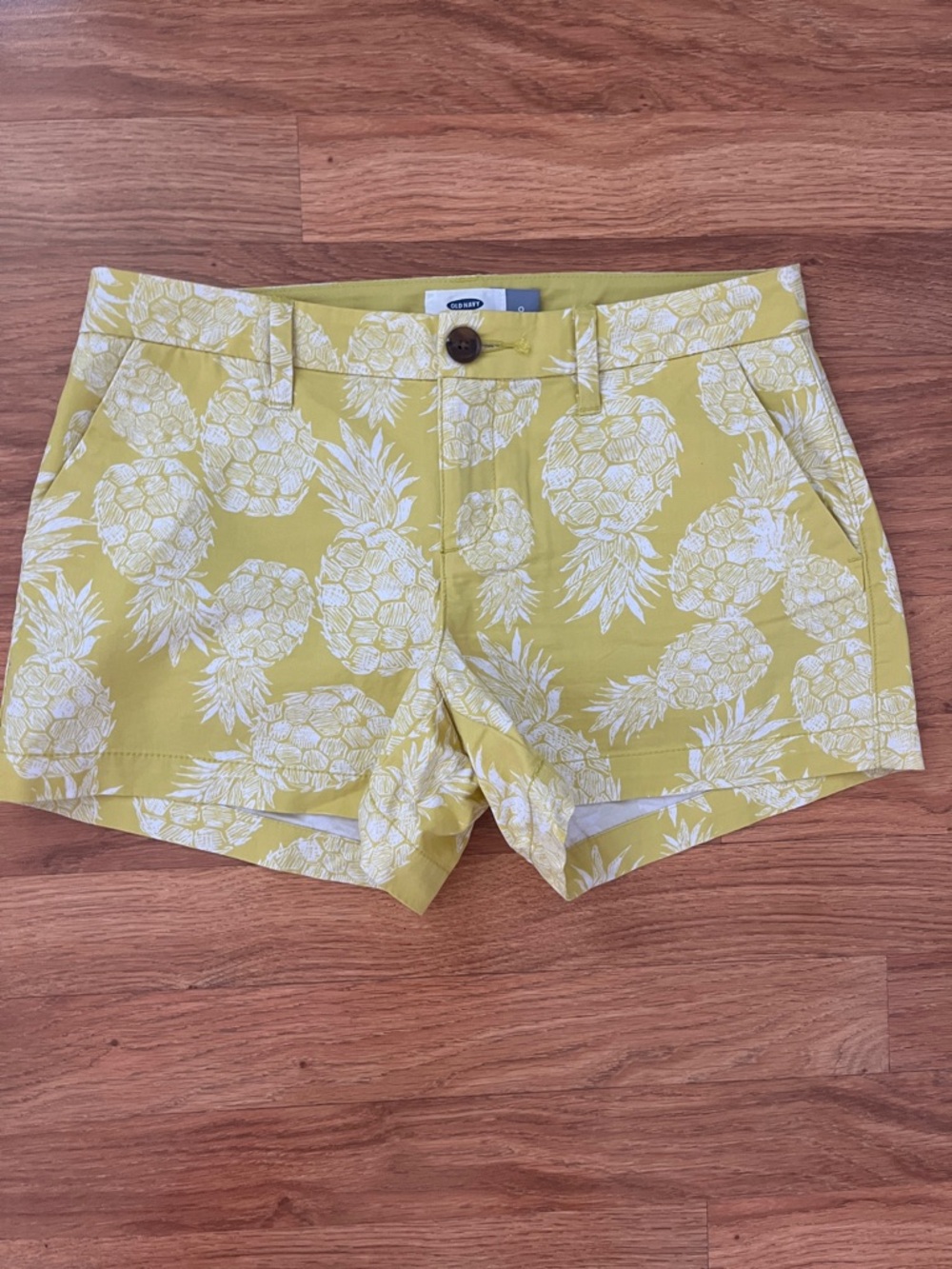 Old Navy Yellow Pineapple Print High-Rise Shorts